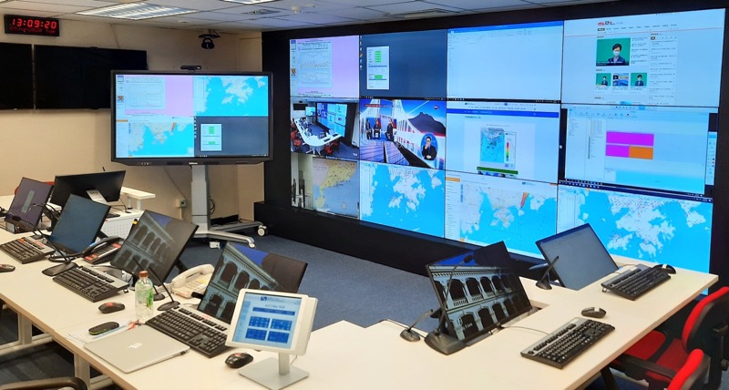 HKO Monitoring & Assessment Centre video wall control system.